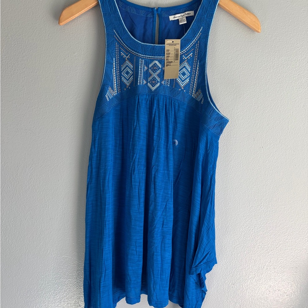 American‎ Eagle Outfitters Blue Patterned Tank Top